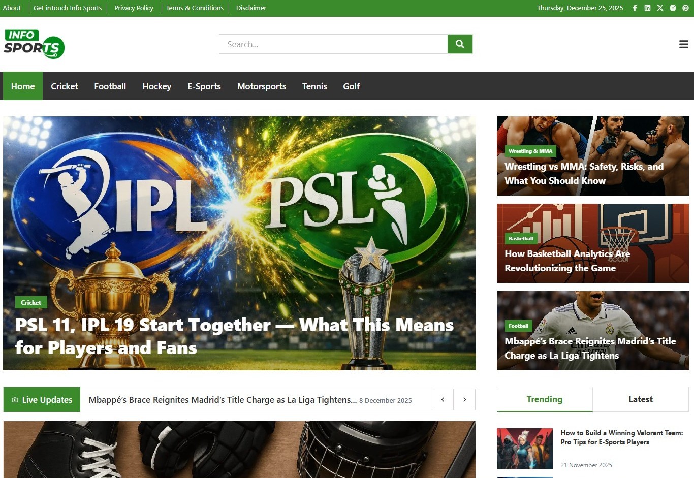 InfoSports – SEO-Driven Blogging Platform