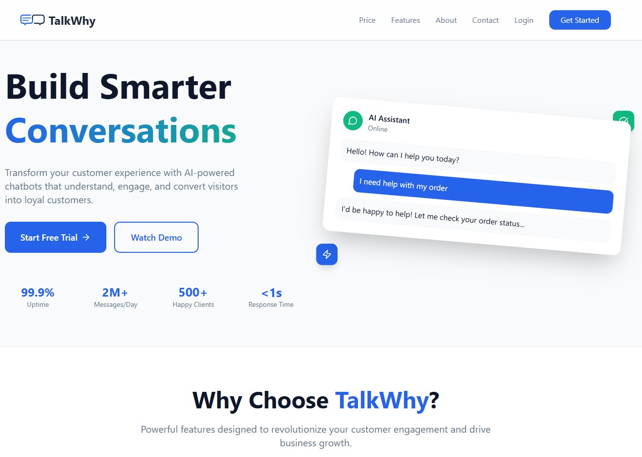 TalkWhy – AI Chatbot SaaS Application